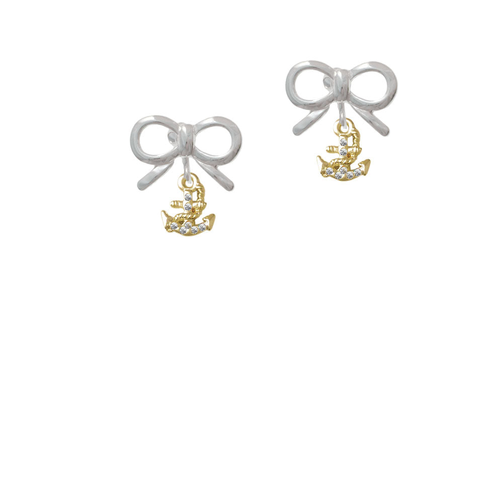 Gold Tone Mini Crystal Anchor Crystal Clip On Earrings Image 9