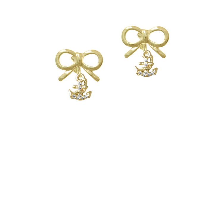 Gold Tone Mini Crystal Anchor Crystal Clip On Earrings Image 10