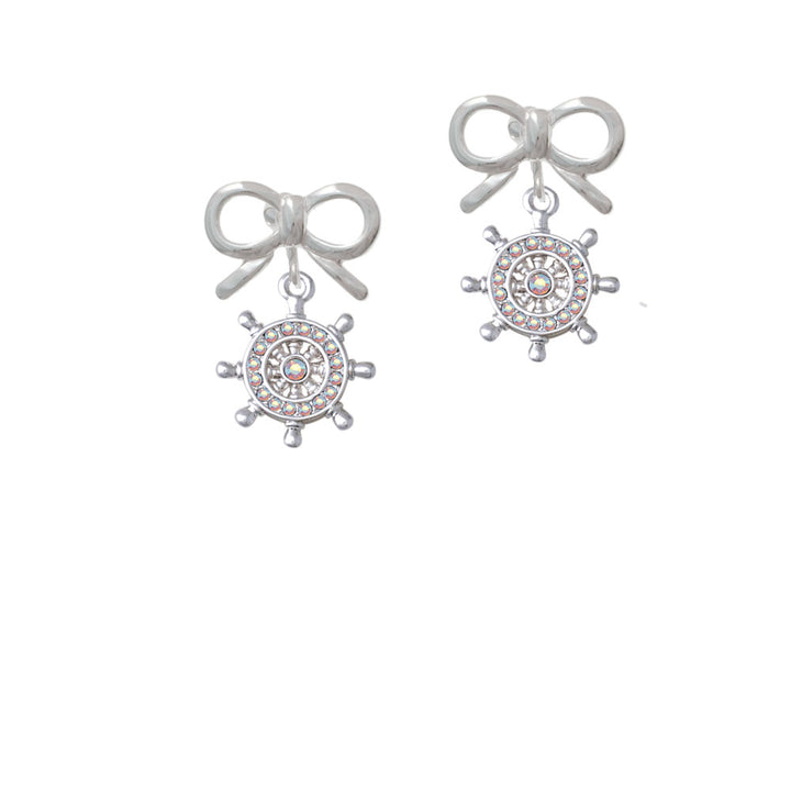 AB Crystal Ship Wheel Crystal Clip On Earrings Image 9