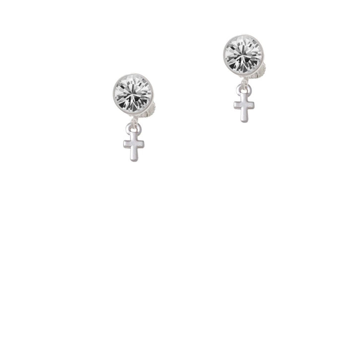 Super Mini Simple Cross Crystal Clip On Earrings Image 1