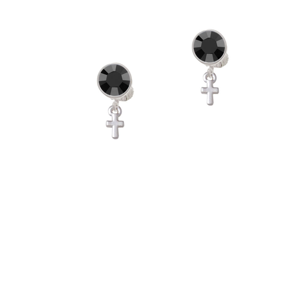 Super Mini Simple Cross Crystal Clip On Earrings Image 3