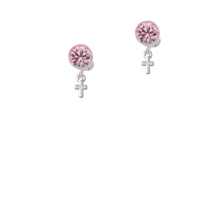 Super Mini Simple Cross Crystal Clip On Earrings Image 4