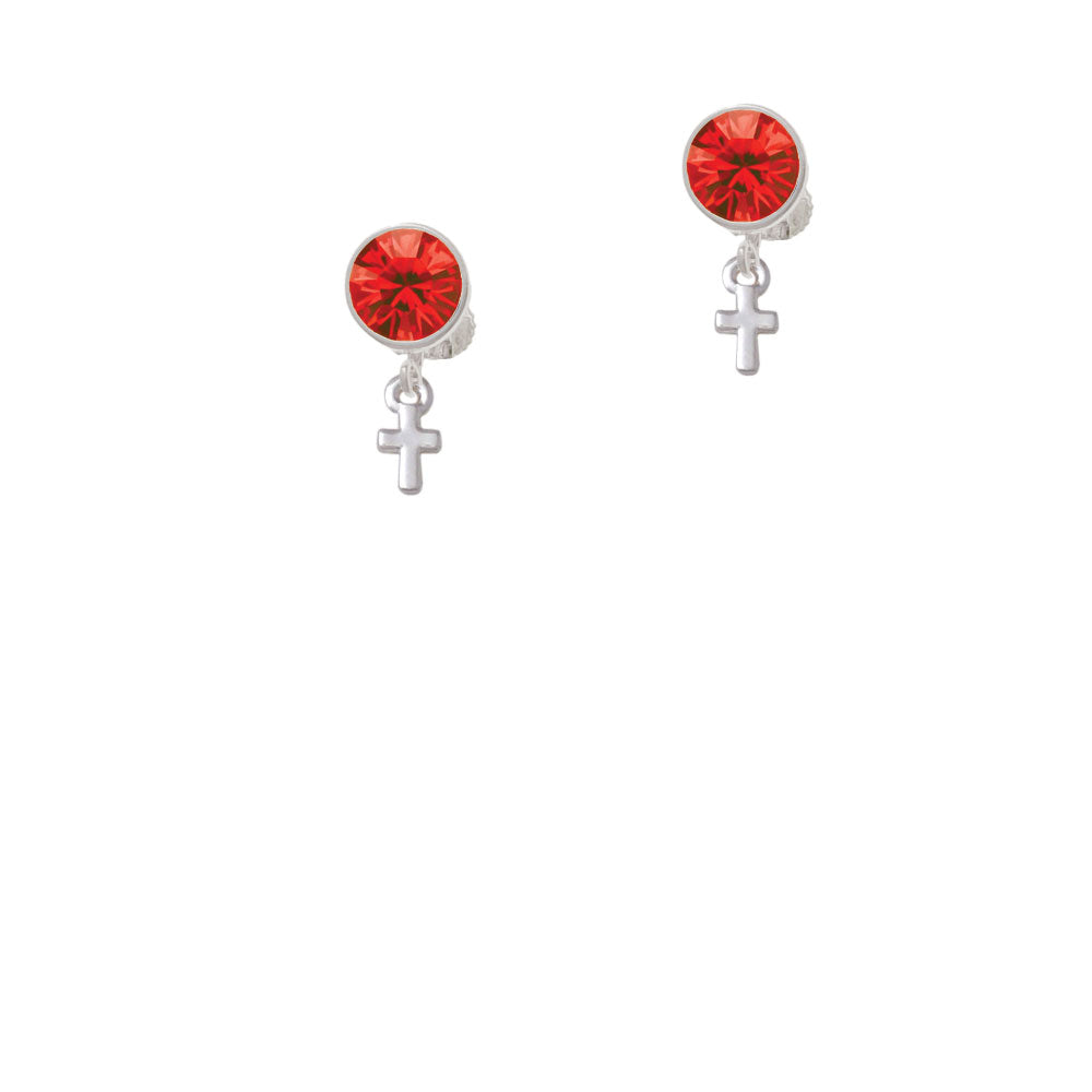 Super Mini Simple Cross Crystal Clip On Earrings Image 4