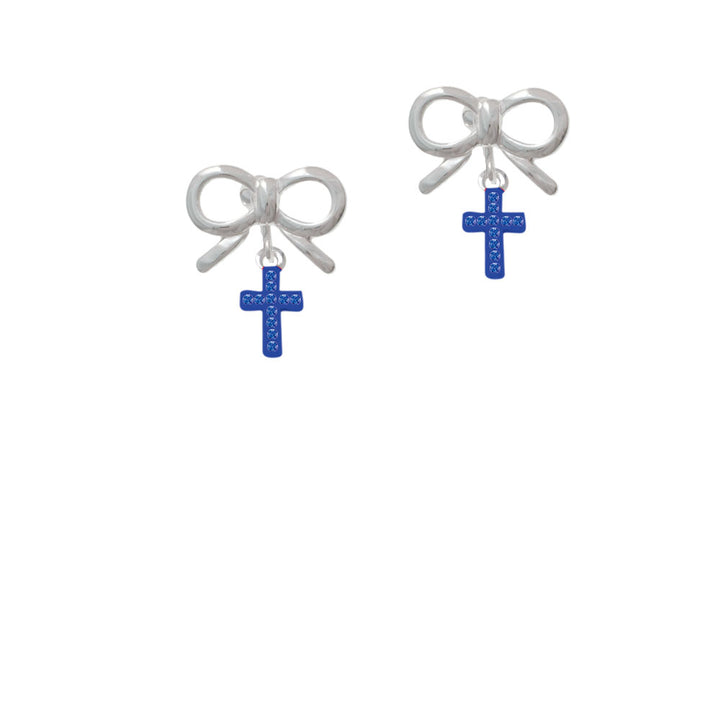 Small Blue Crystal Cross Crystal Clip On Earrings Image 9