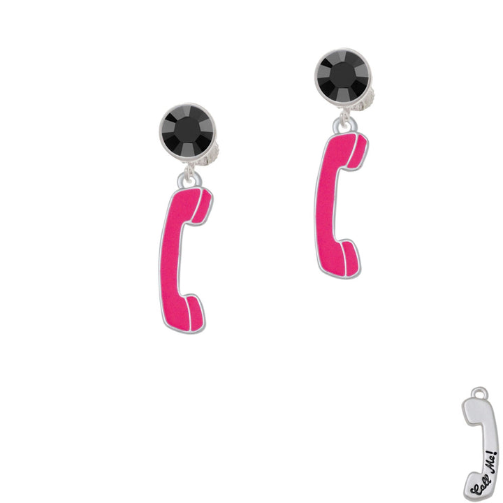 Hot Pink Telephone Crystal Clip On Earrings Image 3