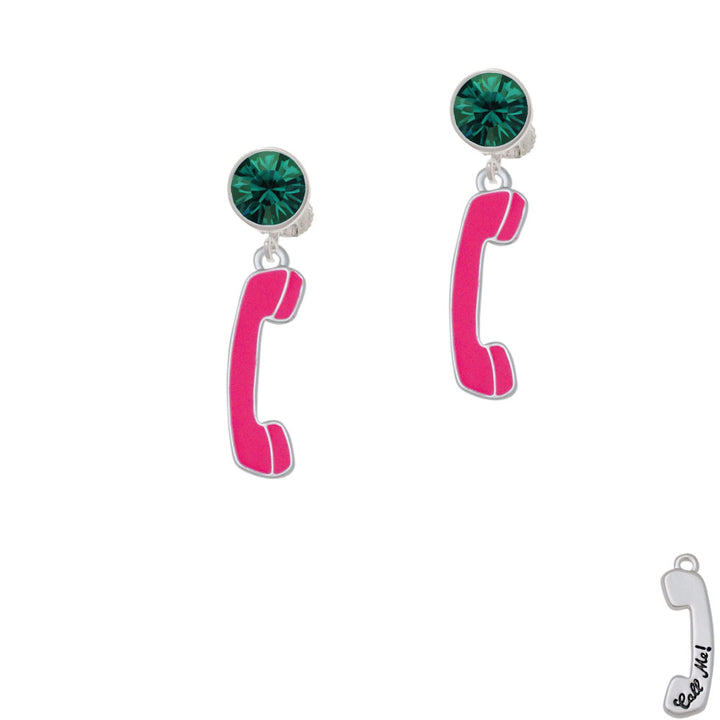 Hot Pink Telephone Crystal Clip On Earrings Image 6