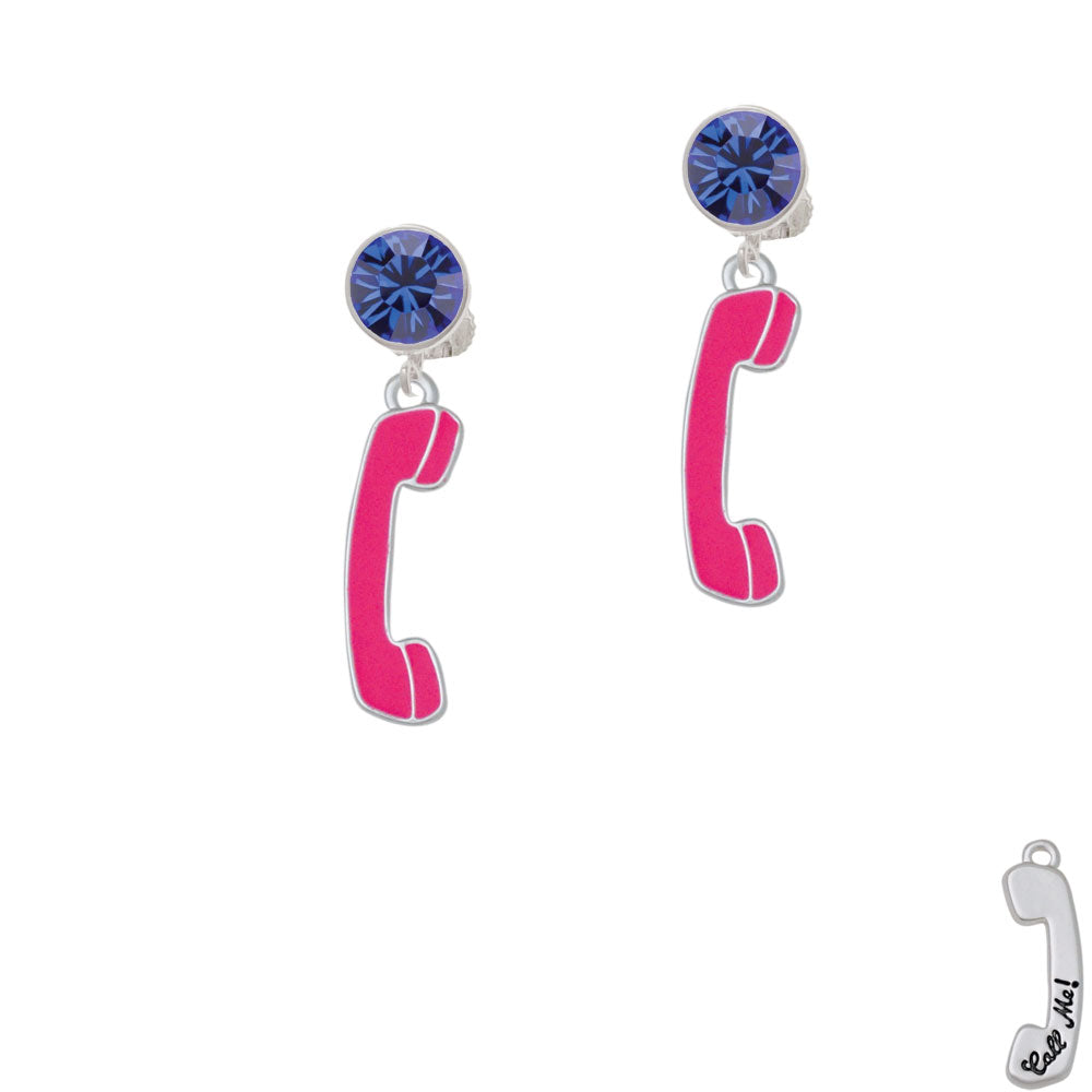 Hot Pink Telephone Crystal Clip On Earrings Image 7