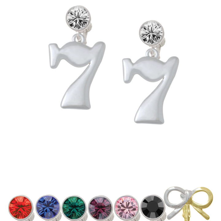 Large Lucky 7 Crystal Clip On Earrings Image 1