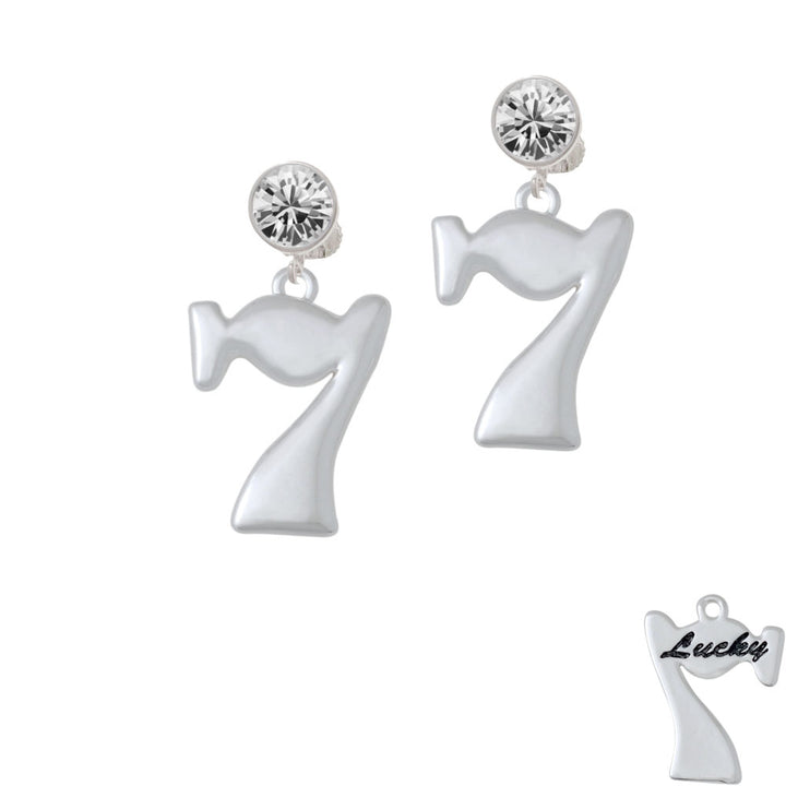 Large Lucky 7 Crystal Clip On Earrings Image 2