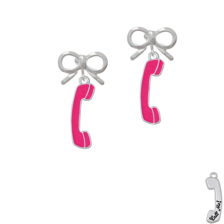 Hot Pink Telephone Crystal Clip On Earrings Image 9