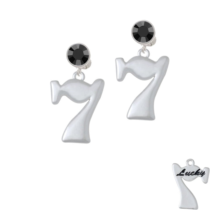 Large Lucky 7 Crystal Clip On Earrings Image 3