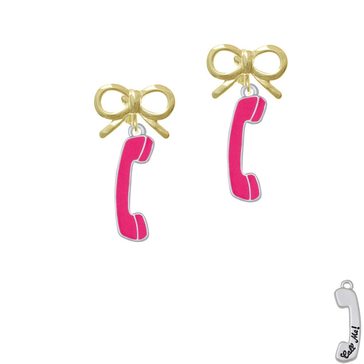 Hot Pink Telephone Crystal Clip On Earrings Image 10