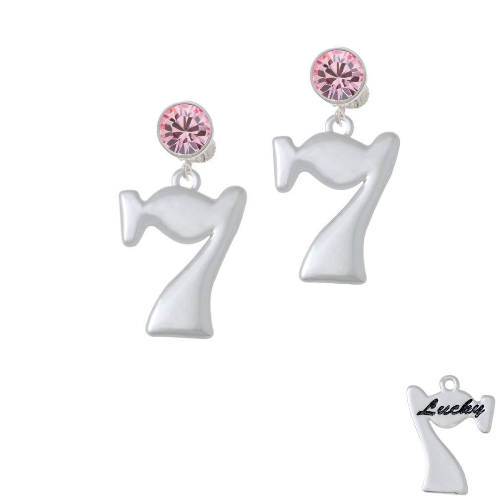 Large Lucky 7 Crystal Clip On Earrings Image 4