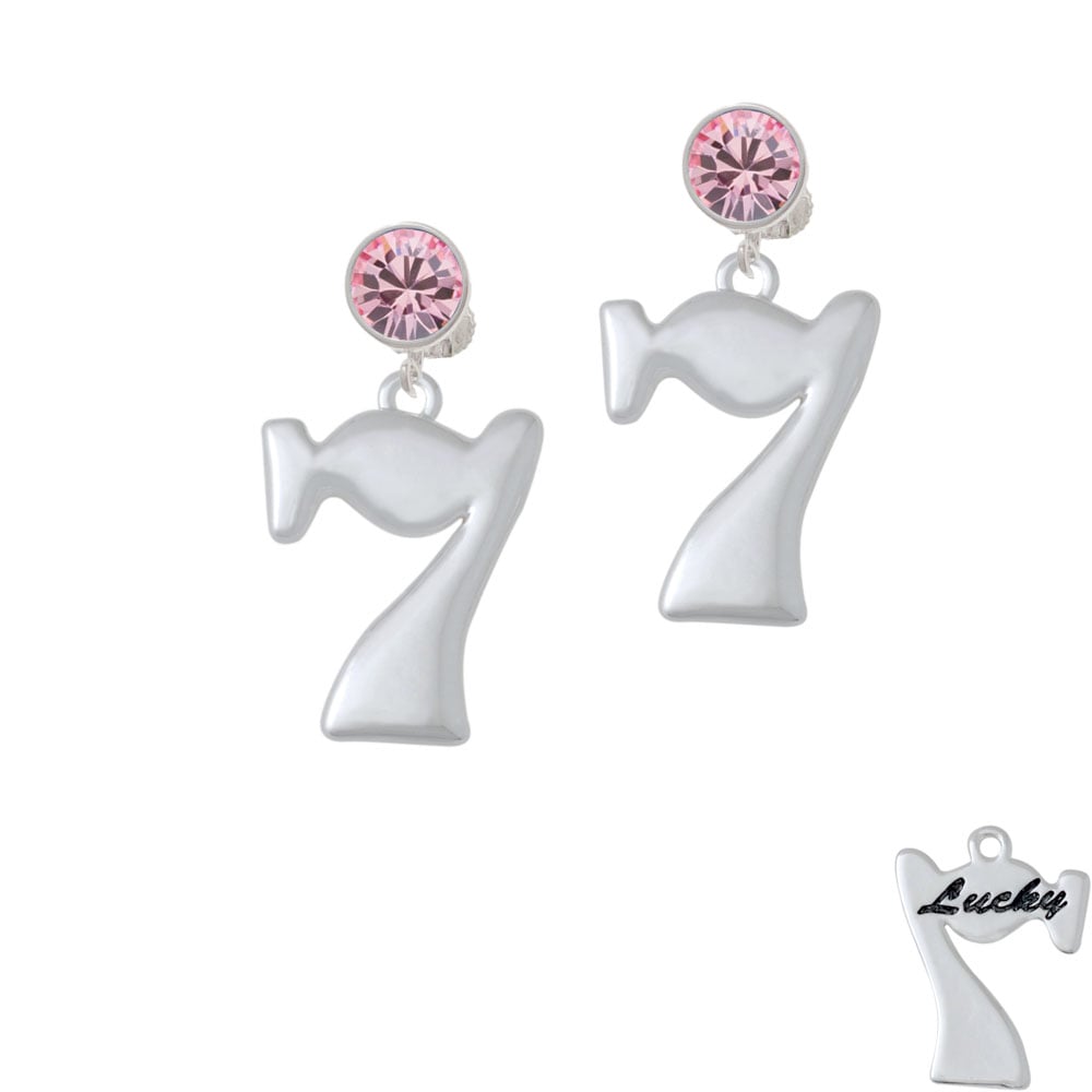 Large Lucky 7 Crystal Clip On Earrings Image 1