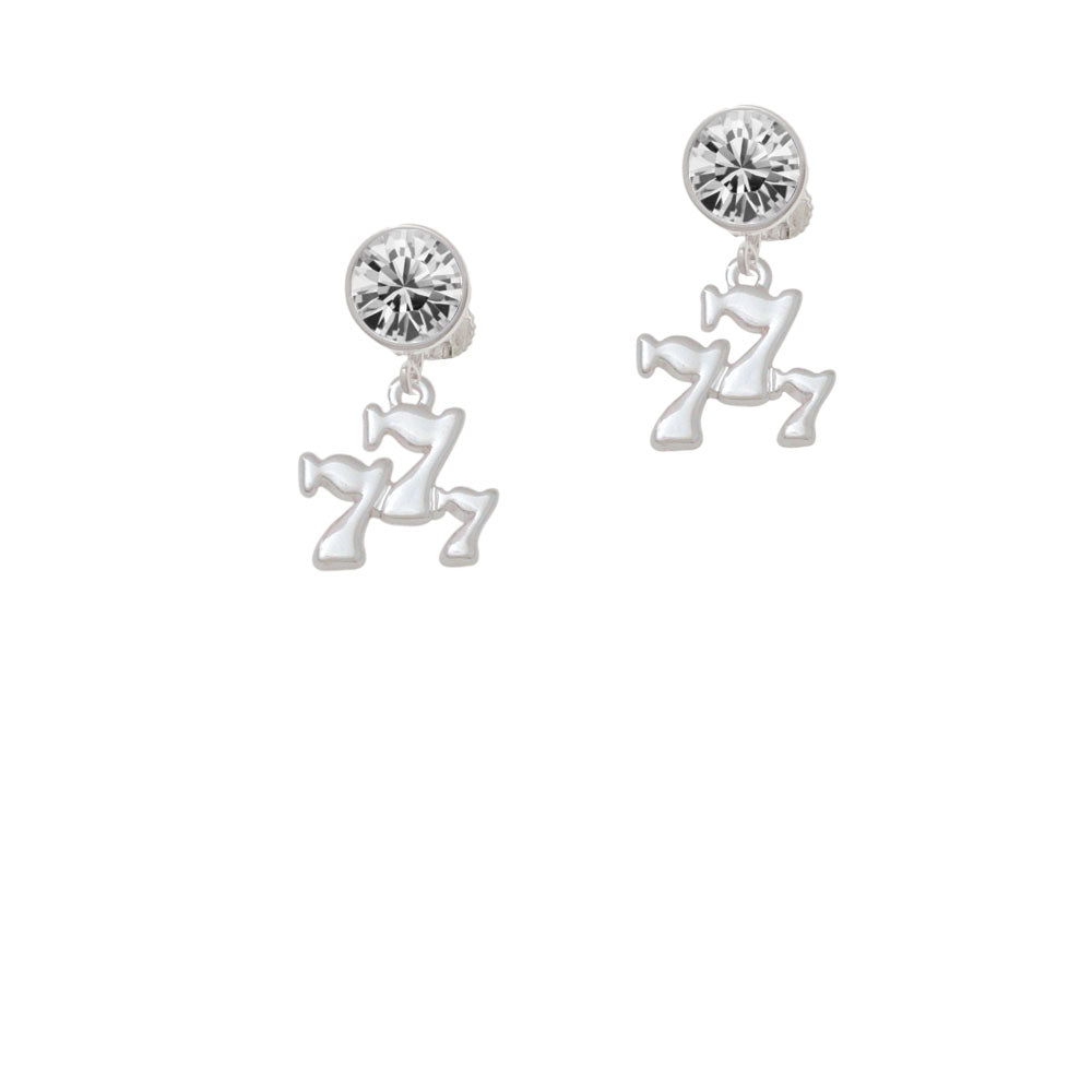 Three Lucky 7s Crystal Clip On Earrings Image 2