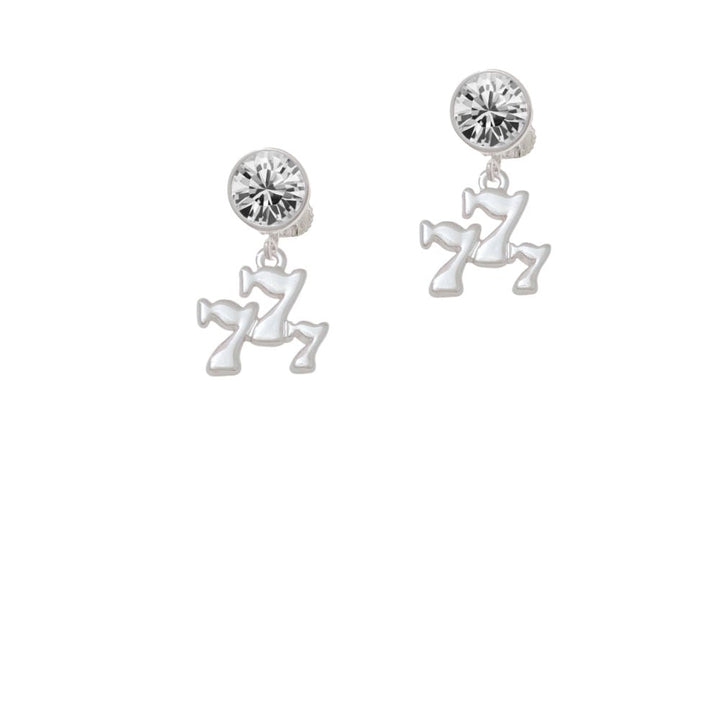 Three Lucky 7s Crystal Clip On Earrings Image 1