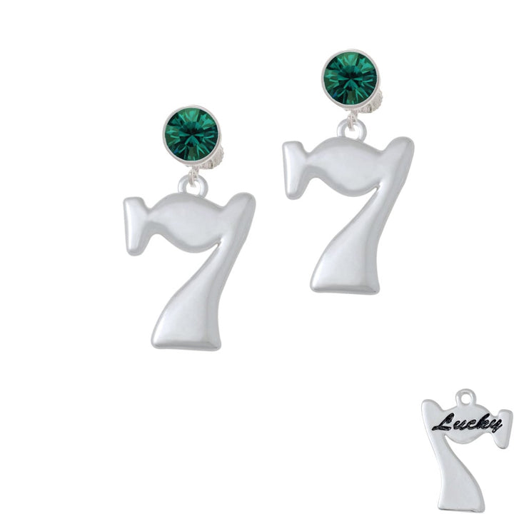 Large Lucky 7 Crystal Clip On Earrings Image 6