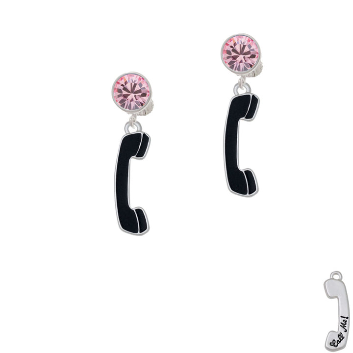 Black Telephone Crystal Clip On Earrings Image 4