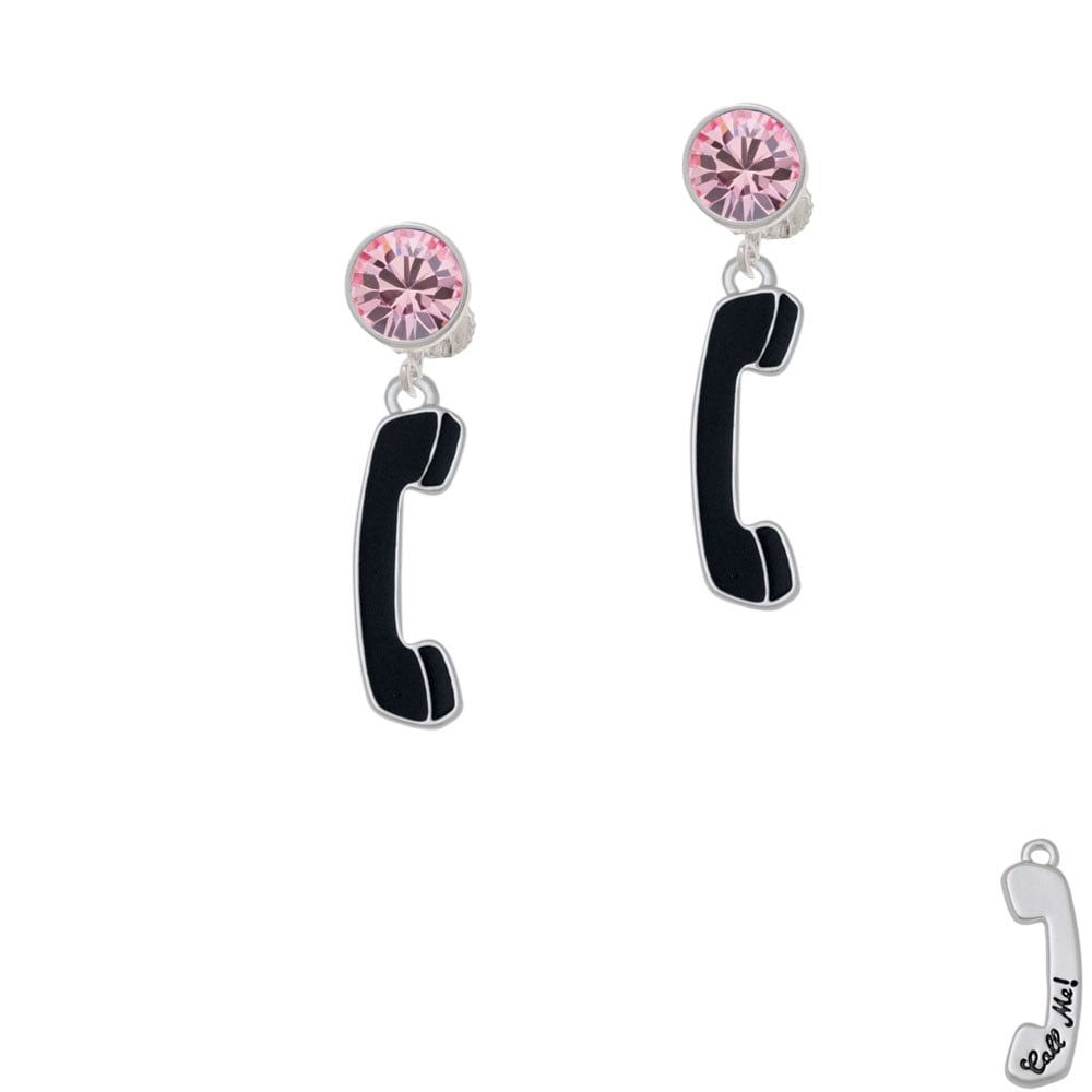 Black Telephone Crystal Clip On Earrings Image 1