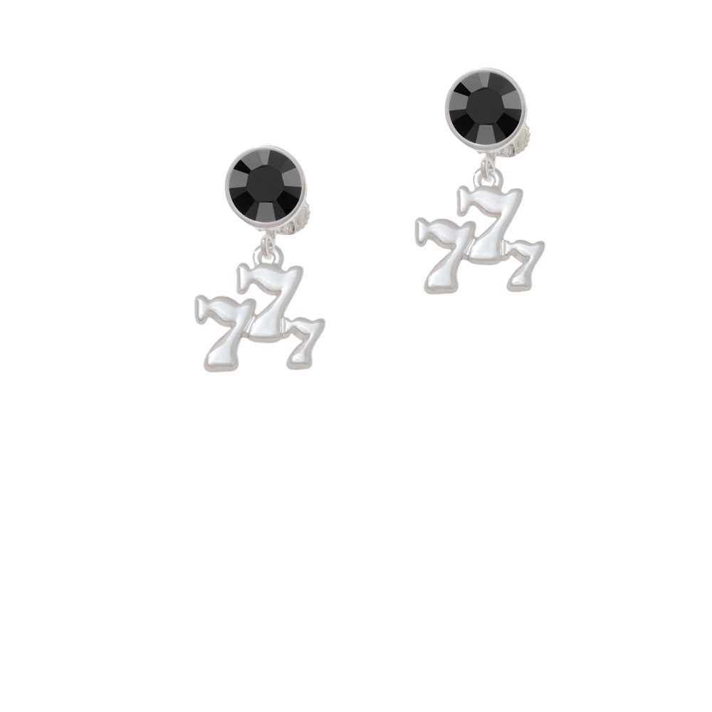 Three Lucky 7s Crystal Clip On Earrings Image 3