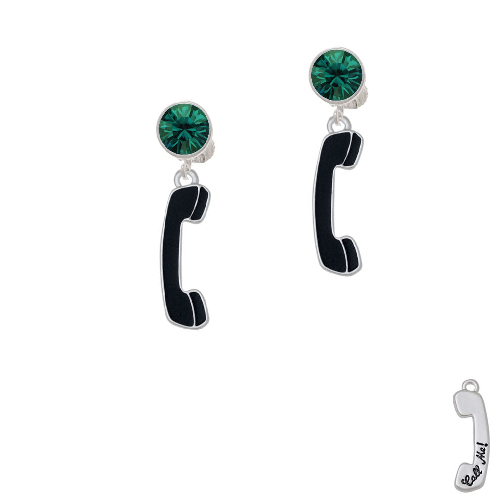 Black Telephone Crystal Clip On Earrings Image 6