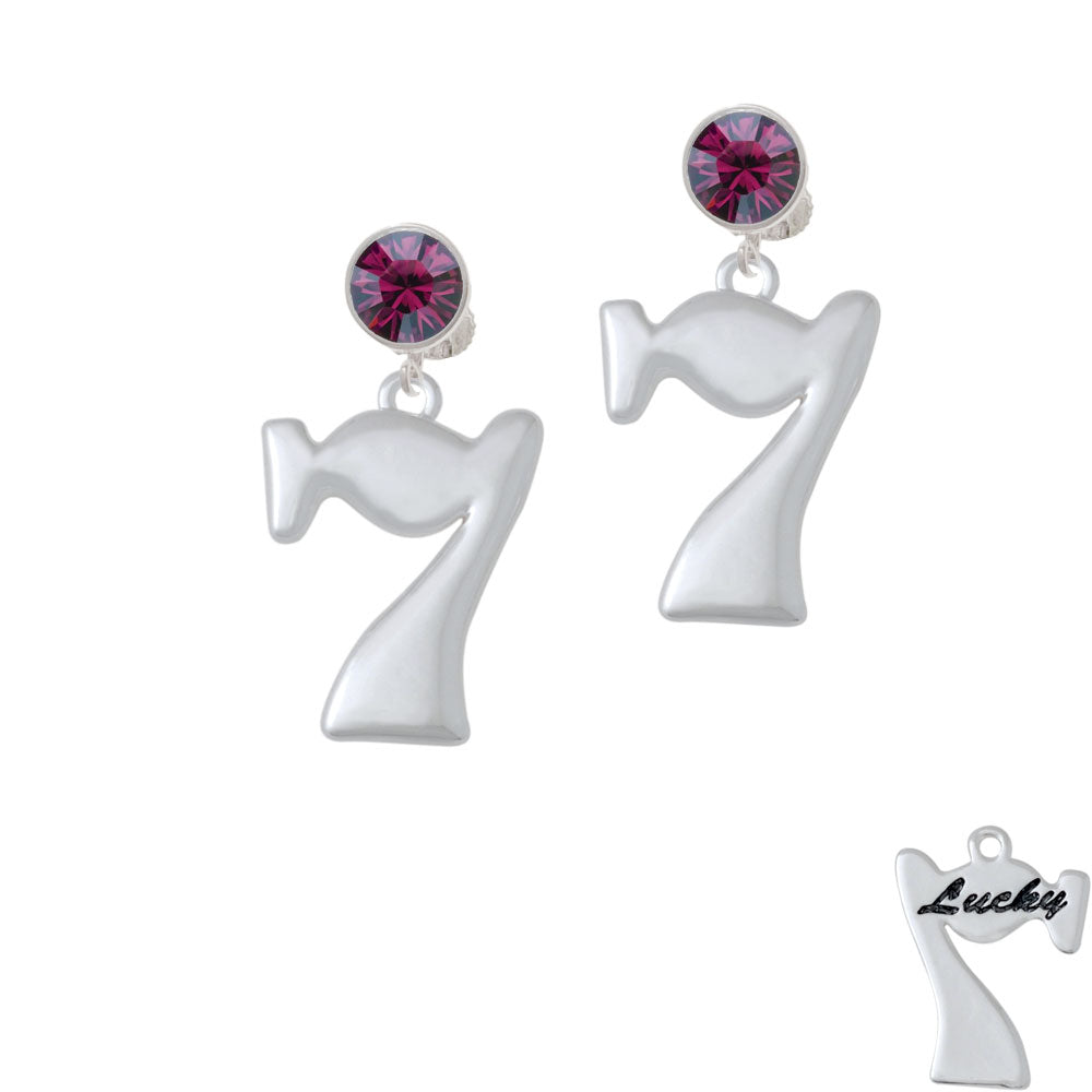 Large Lucky 7 Crystal Clip On Earrings Image 8