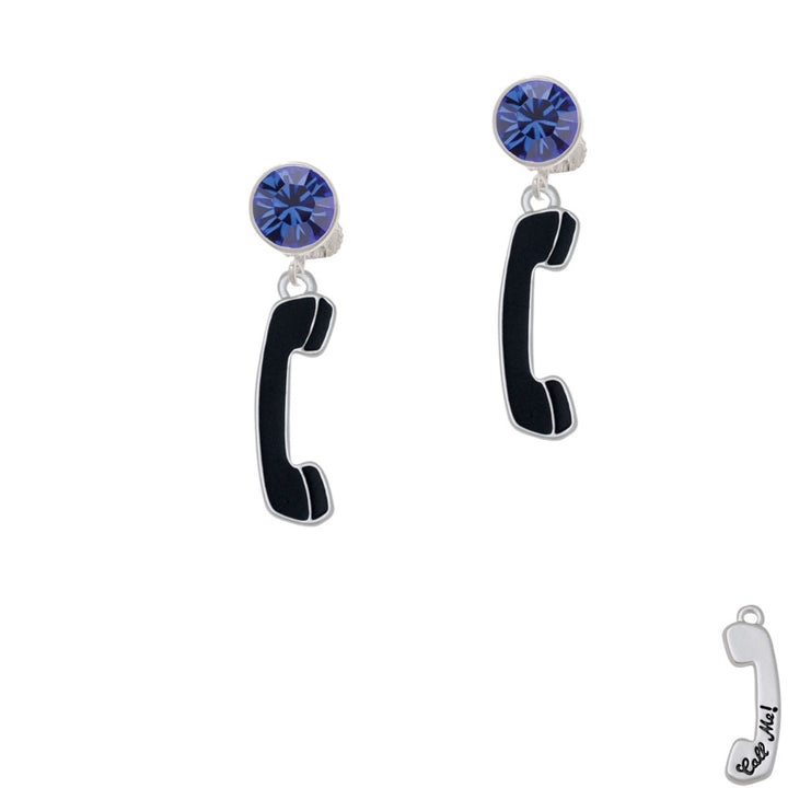 Black Telephone Crystal Clip On Earrings Image 7