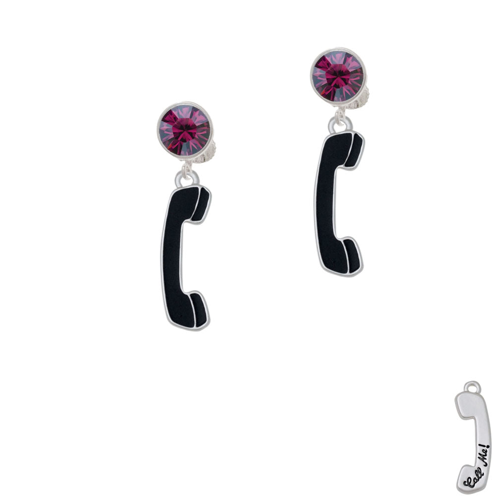 Black Telephone Crystal Clip On Earrings Image 8
