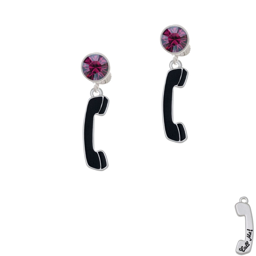 Black Telephone Crystal Clip On Earrings Image 1