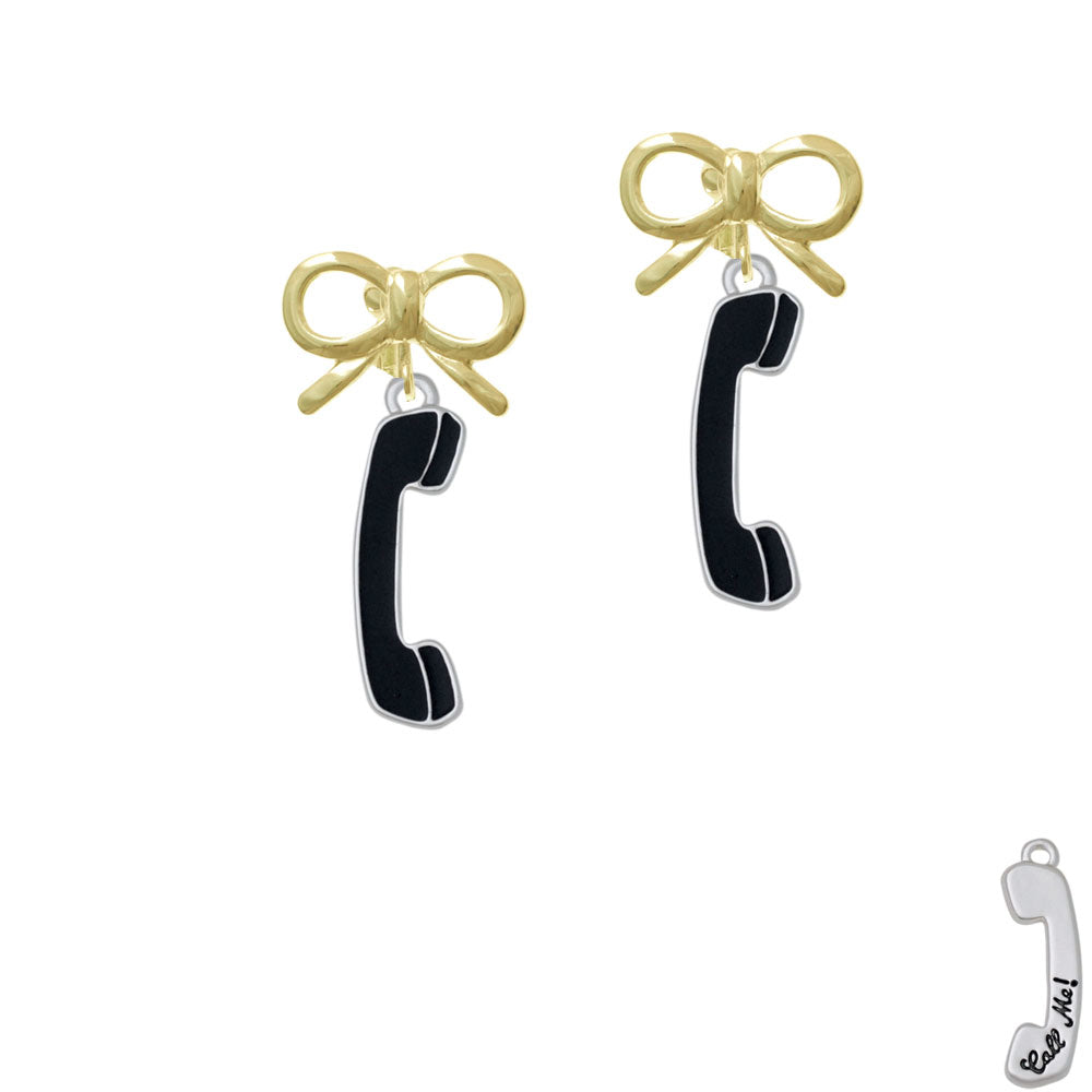 Black Telephone Crystal Clip On Earrings Image 10