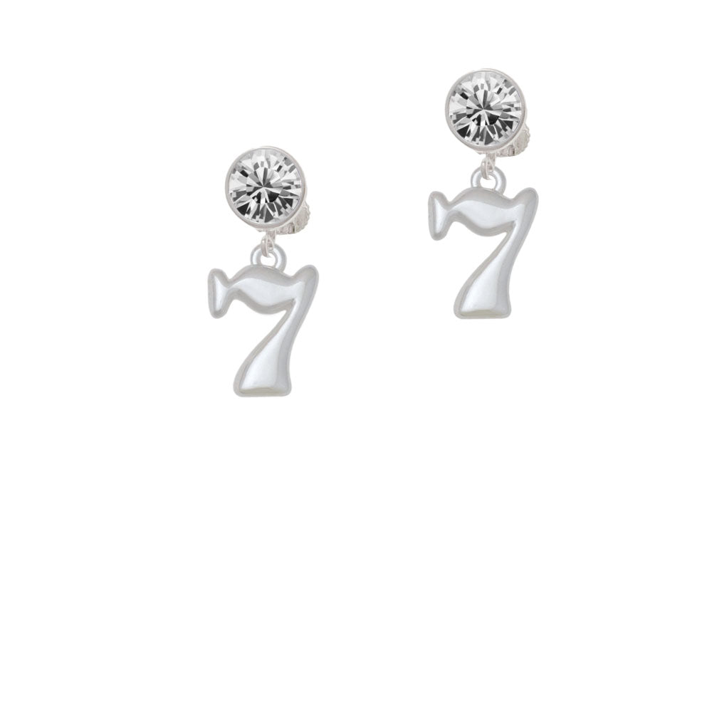 Medium Lucky 7 Crystal Clip On Earrings Image 2