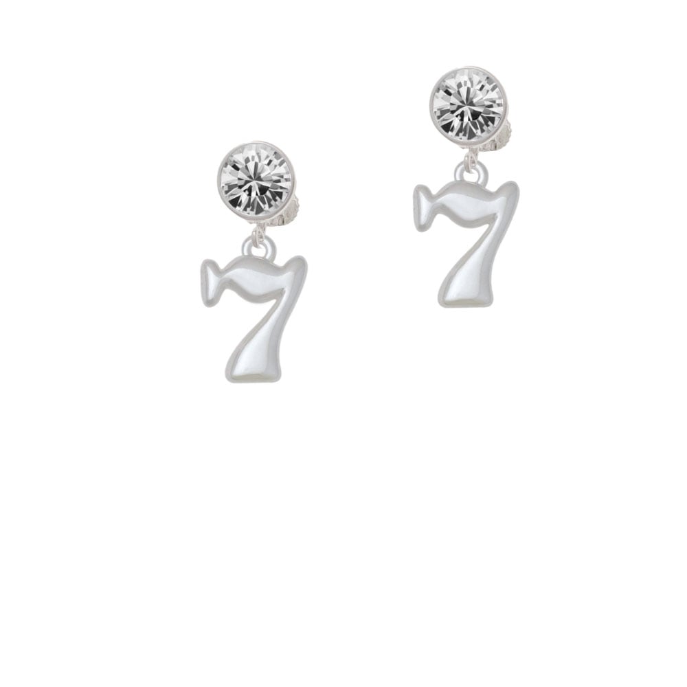 Medium Lucky 7 Crystal Clip On Earrings Image 1