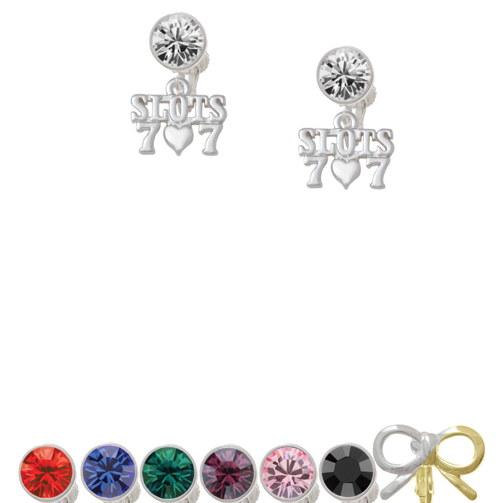 Slots with Heart and Lucky 7s Crystal Clip On Earrings Image 1