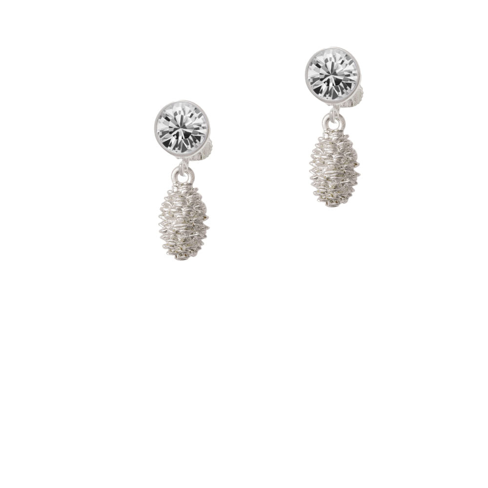 Pine Cone Crystal Clip On Earrings Image 2