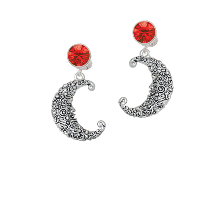 Large Swirl Man in Moon Crystal Clip On Earrings Image 4