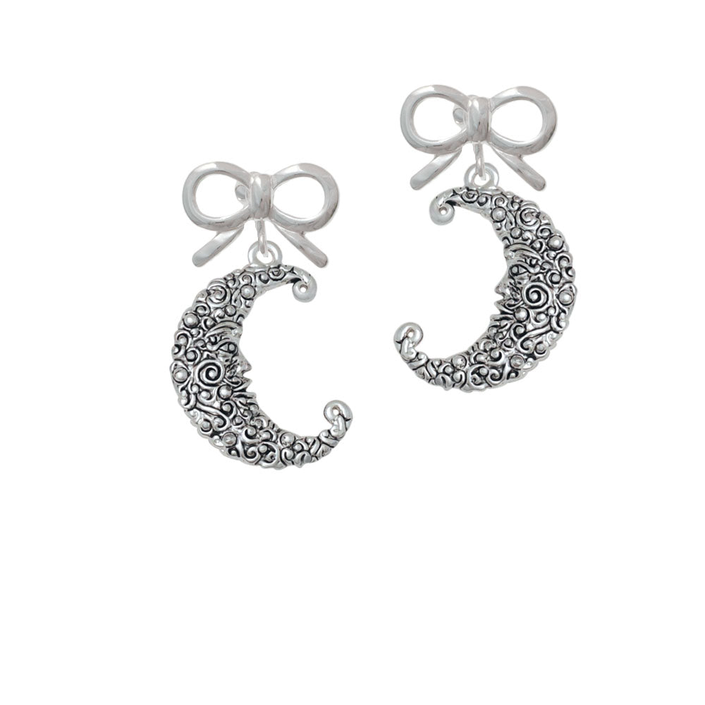 Large Swirl Man in Moon Crystal Clip On Earrings Image 9