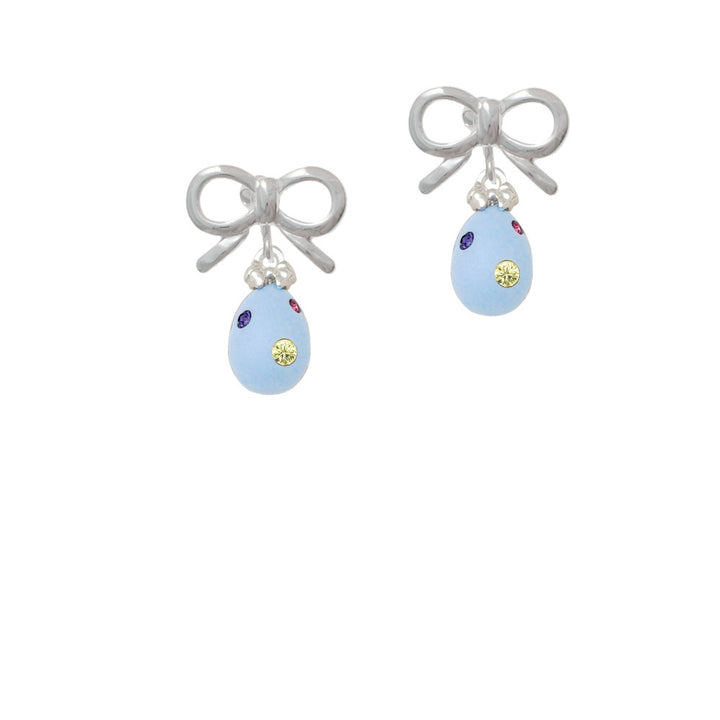 Light Blue Easter Egg with Multicolored Crystal Dots Crystal Clip On Earrings Image 9