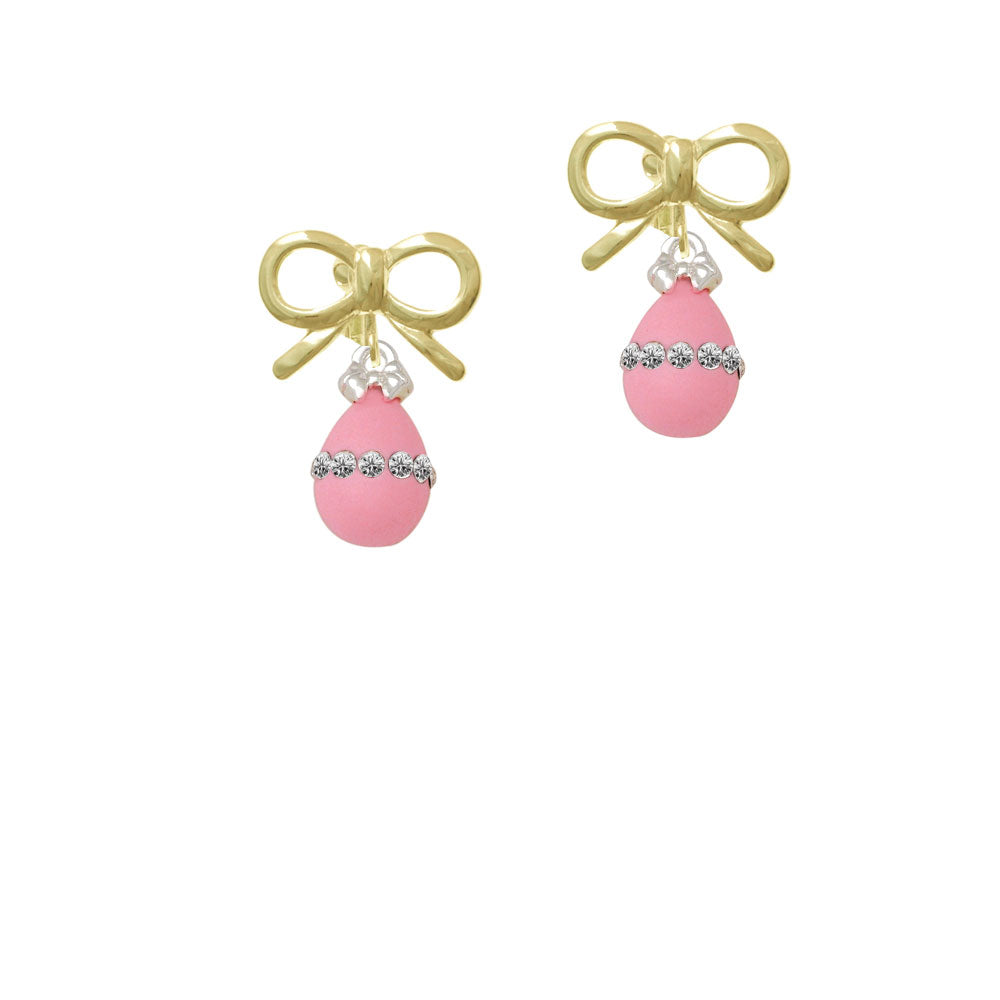 Pink Easter Egg with Clear Crystal Band Crystal Clip On Earrings Image 10