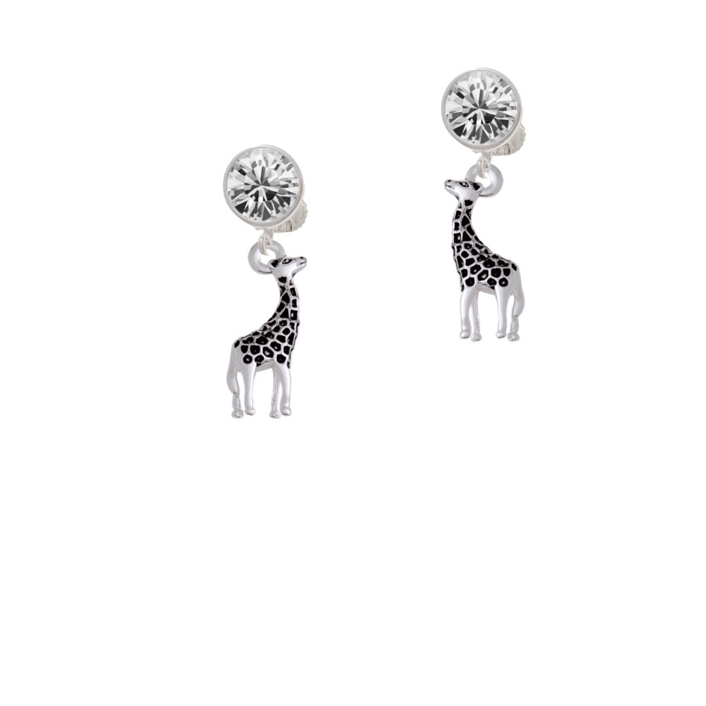 Antiqued Giraffe Crystal Clip On Earrings Image 2