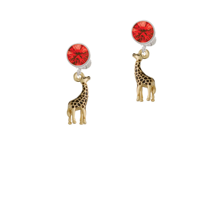 Gold Tone Brown Giraffe Crystal Clip On Earrings Image 4