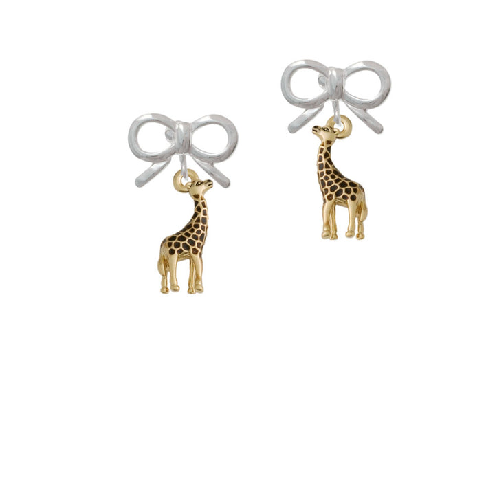 Gold Tone Brown Giraffe Crystal Clip On Earrings Image 9