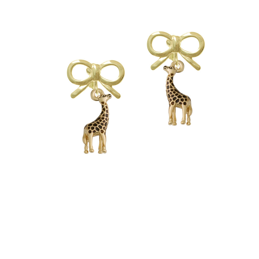 Gold Tone Brown Giraffe Crystal Clip On Earrings Image 10