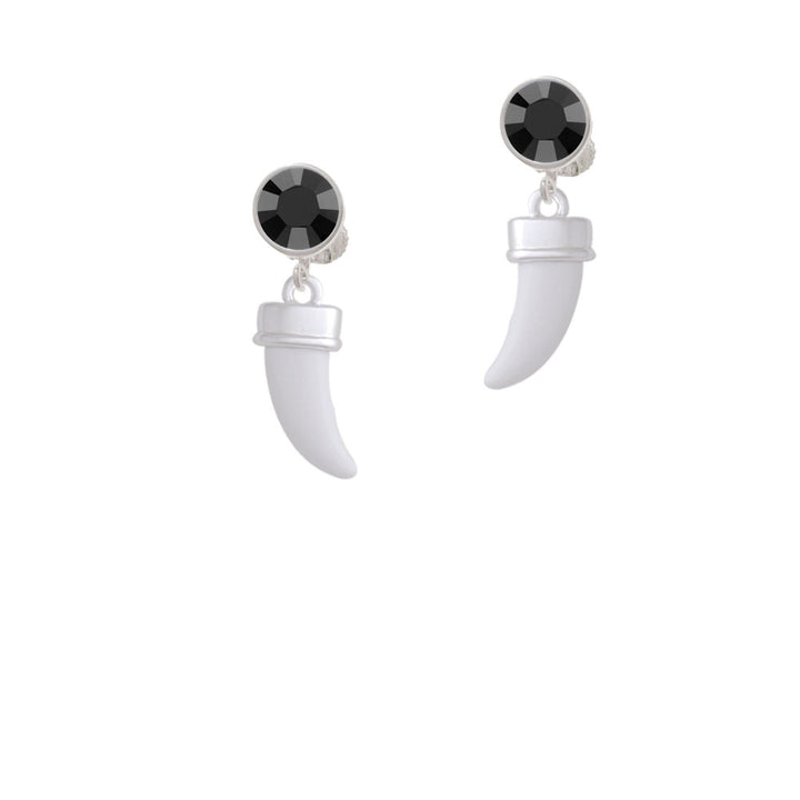 White Sabre Tooth Crystal Clip On Earrings Image 3