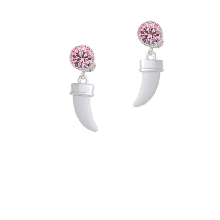 White Sabre Tooth Crystal Clip On Earrings Image 4