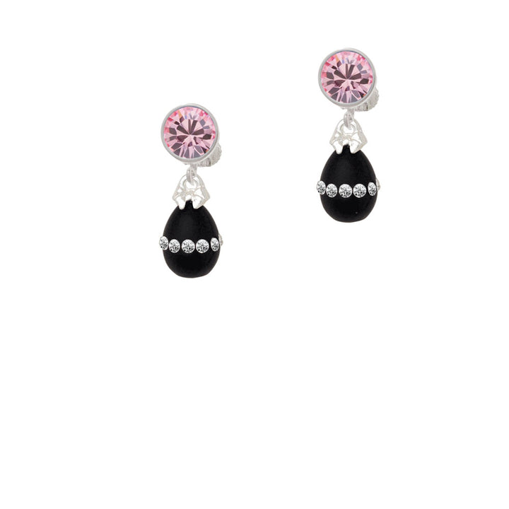 Black Easter Egg with Clear Crystal Band Crystal Clip On Earrings Image 4