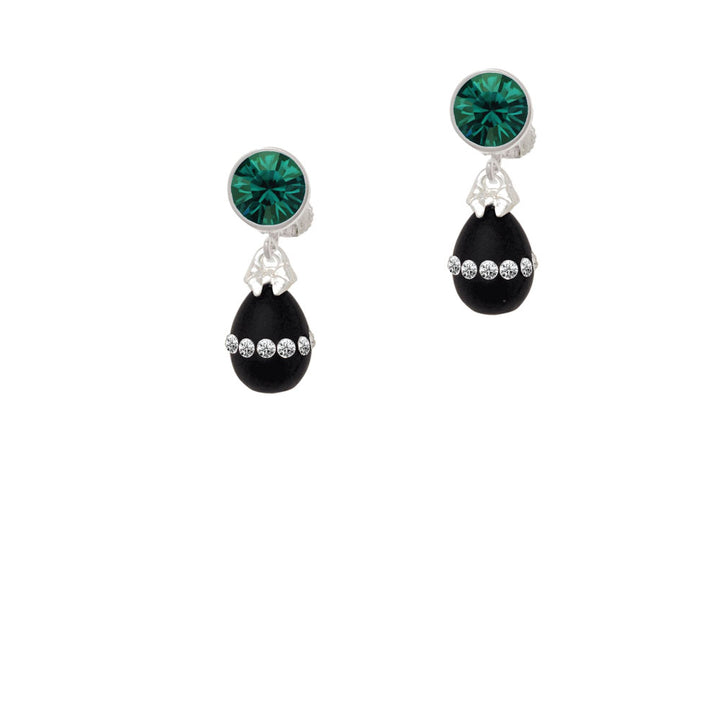 Black Easter Egg with Clear Crystal Band Crystal Clip On Earrings Image 6