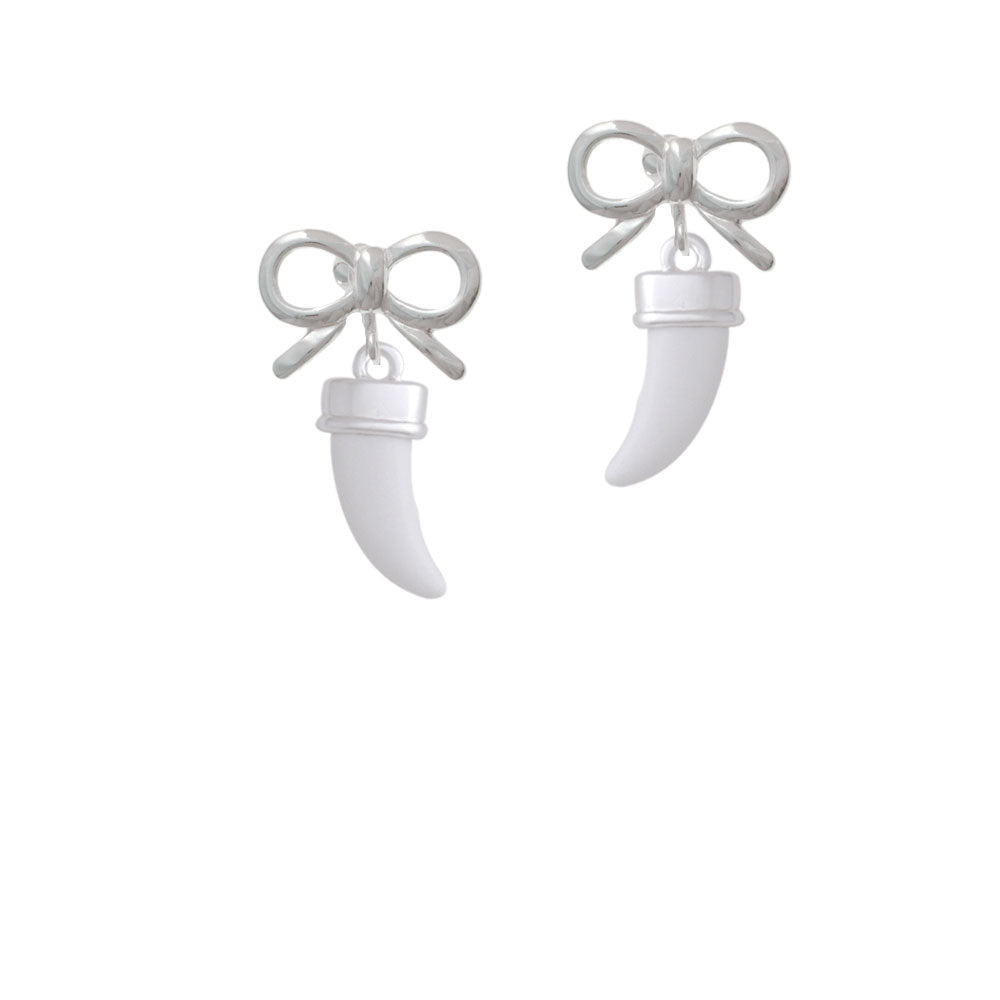 White Sabre Tooth Crystal Clip On Earrings Image 9