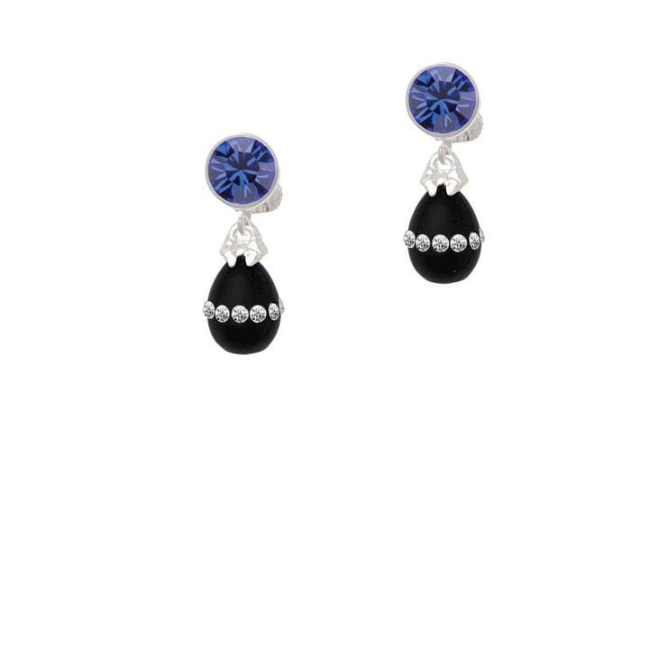 Black Easter Egg with Clear Crystal Band Crystal Clip On Earrings Image 7