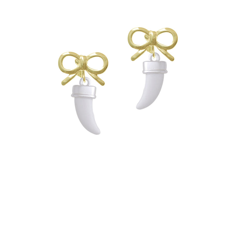 White Sabre Tooth Crystal Clip On Earrings Image 10