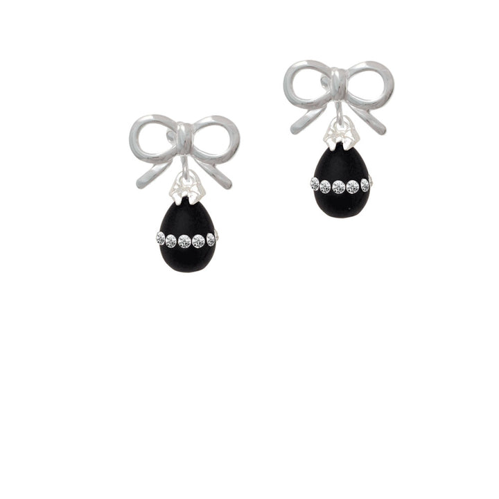 Black Easter Egg with Clear Crystal Band Crystal Clip On Earrings Image 9